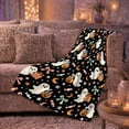 thumbnail image 6 of Cute Ghosts Jack-O-Lanterns autumn celebration, Festive autumn celebration Scene, Warm Flannel Blanket for Living Room and Family Room, Art Lovers autumn celebration Gift, Festive Home Decor, 6 of 9