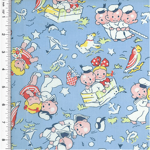 Designer Cotton Blue/Multi Children Print Decorating ...