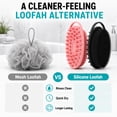 thumbnail image 6 of AIMAIAIMAI Double-Sided Silicone Body Scrubber Bath Brush, 2 Count, Pink and Black, 6 of 9