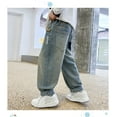 thumbnail image 5 of LUOGENLI Boys Jeans Size 5 Boys' Baggy Jeans Straight Leg Jeans with Pockets Elastic Waist Distressed Ripped Denim Pants with Holes Boys Jeans Size 16 Slim Fit Blue 5-6 Years, 5 of 9