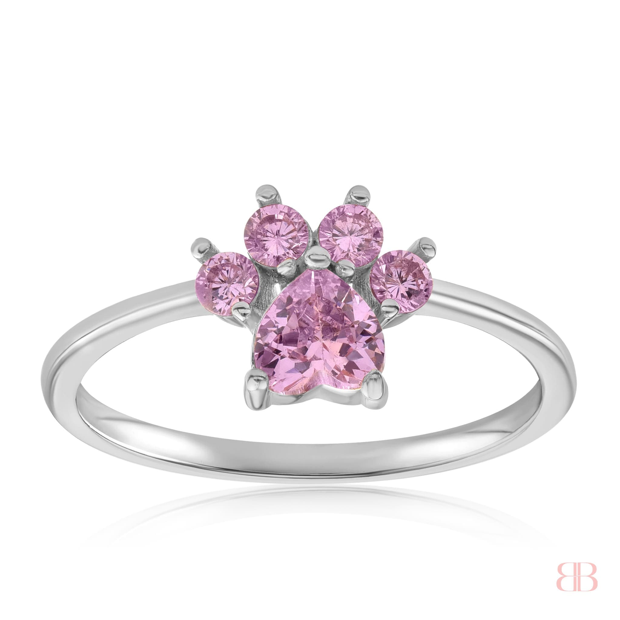 Blush and Bar Blush & Bar Bella Paw Print Rose Quartz Ring in 925