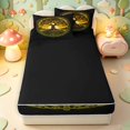 thumbnail image 4 of Homewish Sunset Tree Of Life Zipper Full Size Comforter Sets with Fitted Sheet and 2 Pillowcases,Vintage Botanical Zipper Bedding Set,Yellow Green,Black Reversible,4pcs, 4 of 8