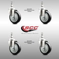 thumbnail image 2 of 4 Inch 316SS Black Polyurethane Wheel Swivel 12mm Threaded Stem Caster Set, 2 of 2