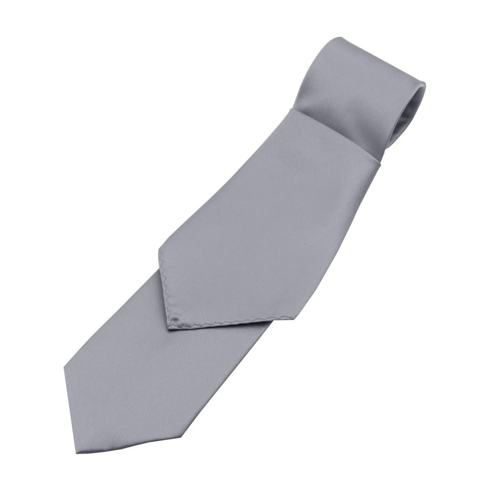 Brand Q Men's Solid Satin Neck Tie and Hankie Set in Silver Walmart