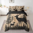 thumbnail image 2 of Manfei Rustic Farmhouse Cabin Bedding Comforter Set 7pcs, Jungle Deer Animal Queen Bedding Sets, Brown Wooden Plank Reversible Queen Sheet Sets, Lightweight Room Decor, 2 of 7