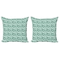 thumbnail image 1 of Aloha Throw Pillow Cushion Cover Pack of 2, Arrangement of Cluttered Hand Drawn Summer Plants Stripes on Leaves, Zippered Double-Side Digital Print, 4 Sizes, Pale Seafoam Pale Teal, by Ambesonne, 1 of 2