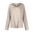thumbnail image 4 of LWavelet Lace Long Sleeve Blouse Womens Plus Size Stylish Easy to Match Daily Casual Loose Fit Top Beige L, 4 of 4