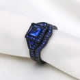 thumbnail image 7 of Matching Ring Couple Rings Black Plated 1CT Blue CZ Wedding Ring Sets Titanium Male Ring, 7 of 7