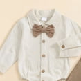 thumbnail image 5 of Enyan Baby Boy Clothes Set Infant Tuxedo Long Sleeve Gentleman Suit Outfits + Suspender Pants + Bowtie 0-18M(Khaki,12-18 Months), 5 of 5
