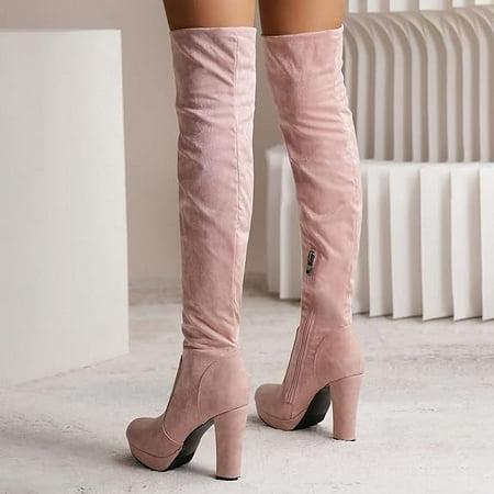 

ZBCHLS Women s Thigh High Boots Over The Knee Heels Long Sexy Pointed Toe Boots Side Zipper Booties Shoes