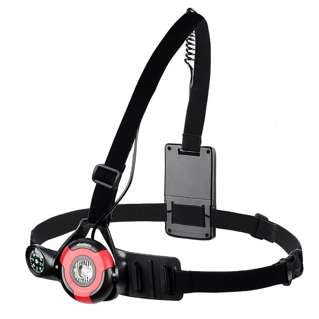 TFixol Adjustable Chest-Mounted LED Running Light with Compass, 500 Lumen, 3 Modes, IPX5 Waterproof, and Camera Mount for Outdoor Adventures - Red