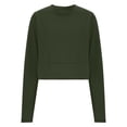 thumbnail image 3 of APEXFWDT Women's Long Sleeve Workout Crop Tops Athletic Running Yoga T-Shirts,L,Army Green, 3 of 8