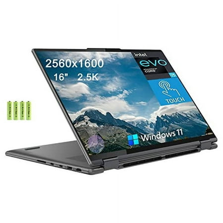 Lenovo Yoga 7i 16" 2.5K (2560 x 1600) Touchscreen 2-in-1 Convertible Laptop Tablet, 12th Intel Evo Platform 12-Core i5-1240P, 8GB LPDDR5 RAM, 512GB SSD, Backlit KB, Fingerprint, Windows 11, w/Battery