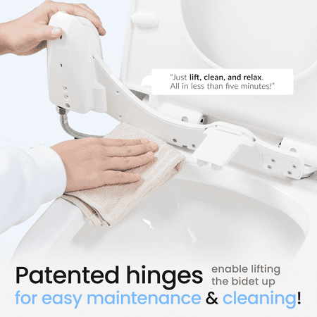 LUXE Bidet NEO 320 Plus – Warm Water Bidet Attachment, EZ-Lift Hinges, 360° Self-Clean (Chrome)