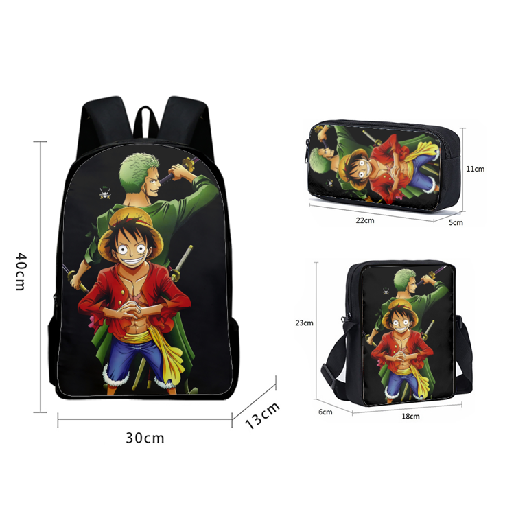 Luffy One Piece Backpack Kids Anime School Daypack With Pen Bag For Outdoor  Travel