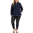 thumbnail image 2 of Agnes Orinda Women's Plus Size Button Down Chest Pocket Short Denim Jacket 2X Dark Blue, 2 of 6