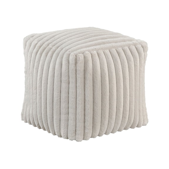 Modern Ottoman- Off White Ribbed Corduroy Zipper Cover- 16 Inch Square