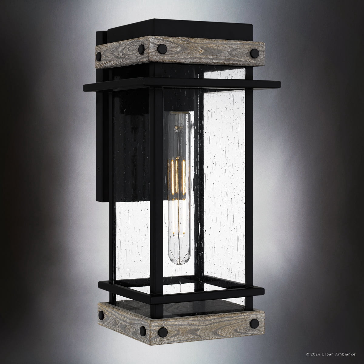 Luxury Modern Farmhouse Wall Sconce, Small Size: 15.5''H x 7.5''W, with Modern Rustic Style Elements, Matte Black Finish, UQL1931 from the Munich Collection by Urban Ambiance