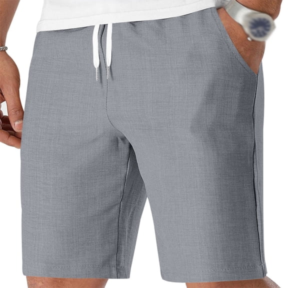 LEKWK Linen Shorts for Men Lightweight Soft Breathable Summer Shorts Elastic Waist Drawstring Casual Bottoms with Pockets Fashion Beach Vacation Outfits