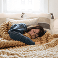 thumbnail image 1 of Comtest Chunky Knit Throw Blanket Chenille, Khaki, 80"x80"(King Size), 1 of 6