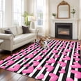 thumbnail image 2 of Valentines Day Area Rugs 8'x10', Washable Small Throw Rugs for Living Room Patio, Pink Love Hearts Romantic Black Stripes Indoor Outdoor Rug Non-Slip Low Pile Carpet Runner Reversible Floor Mats, 2 of 8