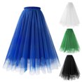 thumbnail image 2 of Quixlent Women Mesh Gauze Skirt Elastic High Waist Pleated A-line Skirt Solid Color Maxi Tulle Skirt Prom Clothes, 2 of 8