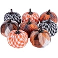 thumbnail image 1 of 8 Pcs Artificial Rustic Harvest Pumpkins Set, Plaid Cloth Fabric Big Pumpkins with 4 Colors for Halloween Fall Thanksgiving Decor Decorating Decorations Plaid Fabric 4 Colors -, 1 of 7