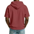 thumbnail image 3 of Hogleaql Men's Short Sleeve Hoodies 1/4 Zipper Lounge Tee Shirts Fashion Loose Drawstring Hooded Sweatshirt Outfits Watermelon Red 2XL, 3 of 8