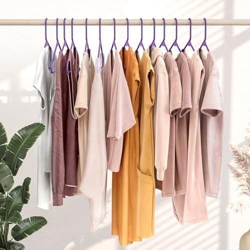 Plastic Hangers 20 Pack Purple - Clothes Hangers - Makes The Perfect Coat Hanger and General Space Saving Clothes Hangers for Closet - Percheros Ganchos para Colgar Ropa Hangars