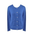 thumbnail image 4 of VISALY Cropped Cardigan Cardigan with Pockets Women's Knit Cardigan Sweaters Casual Long Sleeve Open Front Button Up Ribbed Fall Sweater Jackets Crewneck Cardigan Business Casual Cardigans Blue Xl, 4 of 6
