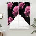 thumbnail image 5 of Pink Rose Kitchen Window Curtains, Swag Curtains Valance for Bedroom Living Room Bathroom, Vintage Abstract Garden Flower Floral Black Rod Pocket Window Curtain Block Drapes 2 Panels 36"x45", 5 of 9
