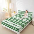 thumbnail image 4 of Manfei Merry Xmas Full Size Sheets,Retro Geometric Floral Bed Sheets,Green White Sheet Sets For Kids,Ultra Soft Home Decor,4 Pieces, 4 of 7