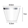 thumbnail image 5 of 50 Pack - 9 Oz Plastic Cocktail Glass, Rimmed Plastic Cups Clear Cup Disposable Wedding Cup, Birthday Anniversary Party Cup Silver Rim, 5 of 5