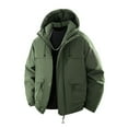 thumbnail image 2 of Sookity Men's Hooded Shirt Jacket Winter Warm Coats Big and Tall Warm Coats Full Zip Long Sleeve Qulited Puffer Jacket with Chest Pocket chaqueta de cuero hombre Army Green,S, 2 of 8