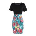 thumbnail image 3 of Liquidation!MSJUHEG Jupes Longues pour Femmes Robes Sexy pour Femmes Robe à Manches Épissées Fleur Sexy Femmes Courte Col Rond Mode Imprimée Robe Maxi Robes pour Femmes Noir m, 3 of 5
