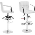 thumbnail image 4 of Dkeli Adjustable Square PU Leather Swivel Bar Stool with Armrest, White (Set of 2), 4 of 5