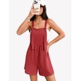 thumbnail image 4 of Ekouaer Women' Rompers Jumpsuits Sleeveless Adjustable Ribbed Knit Vacation Beach Travel Overall Shorts Outfits, 4 of 6