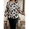 thumbnail image 7 of Cuteduck Women's Plus Size Casual Leopard Print Top Crew Neck Long Sleeve Trendy Breathable Loose Tunic 1X-4X, 7 of 7