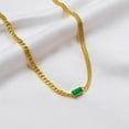 thumbnail image 3 of LAPRECIEUZ DE ARTHES JEWELRY 18K Yellow Gold-Plated Baguette Birthstone Pendant Necklace, Emery, Link chain green Zircon for Women 18", Birthday gift, 3 of 10
