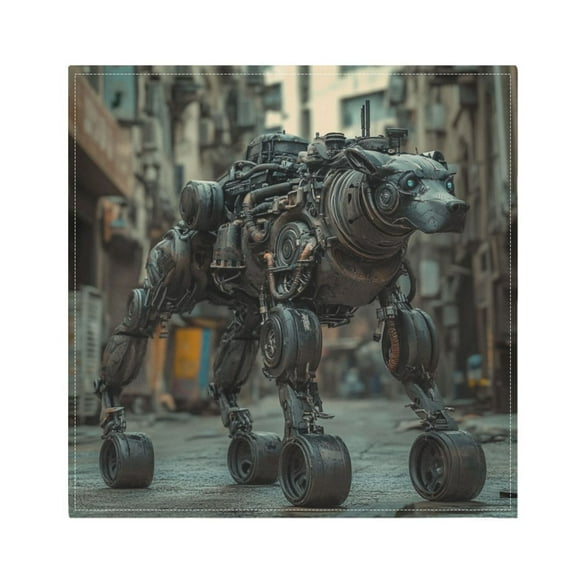 Qxltty Bully Robot Dog Patterns Napkins 20×20in Perfect for Parties Dinners Weddings Cocktail Housewarming Cloth Napkins Set of 6