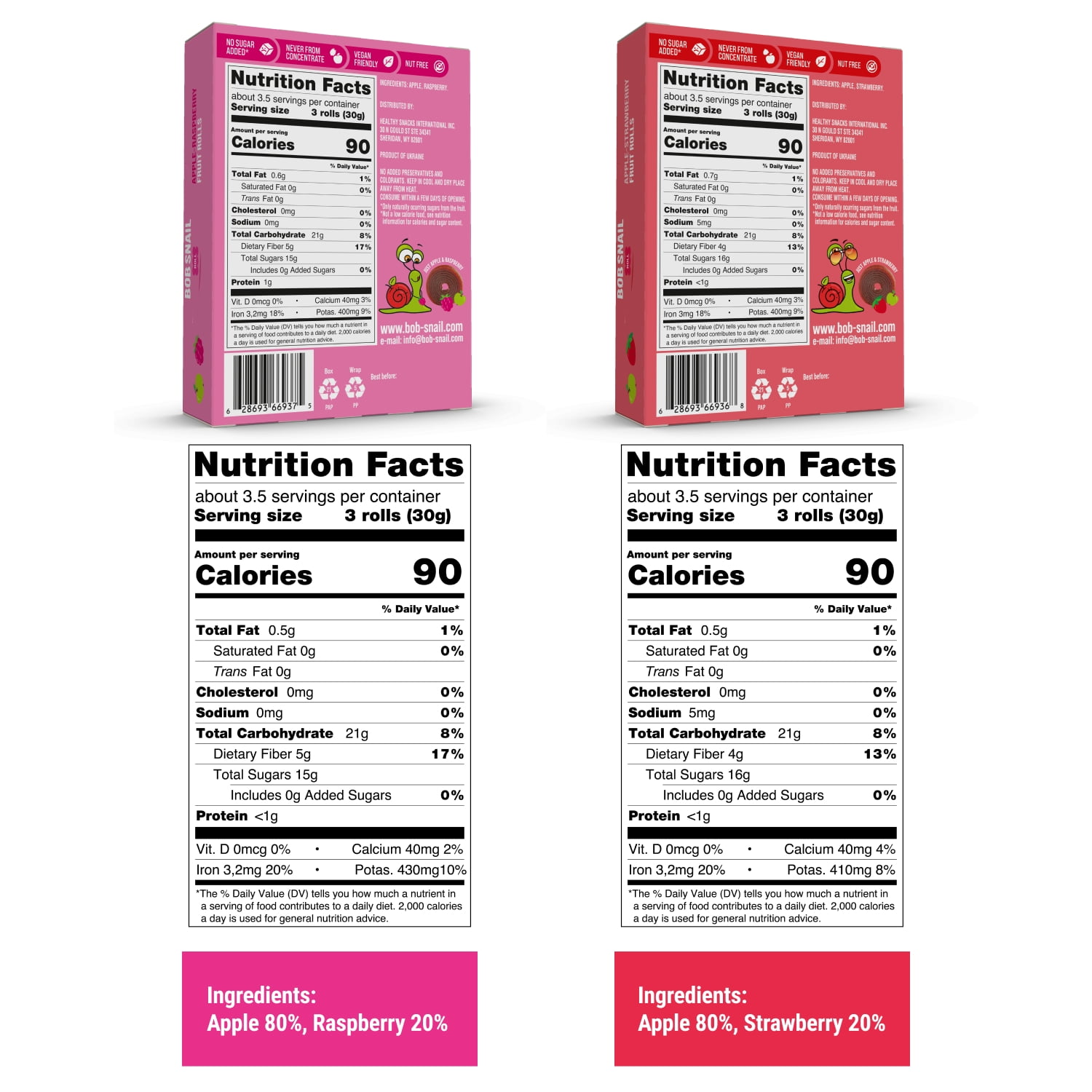 Bob Snail Berry Mix Gluten-Free Fruit Roll Ups, 50 Pieces