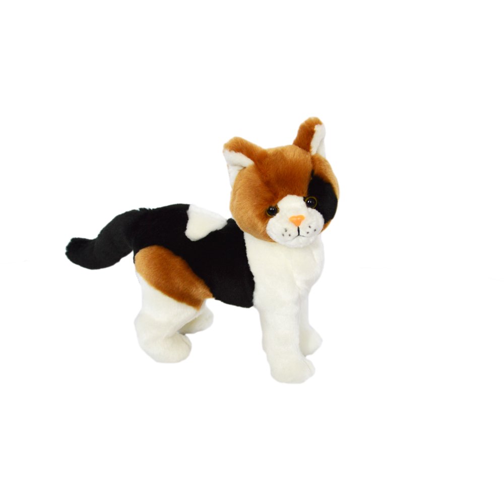 Auswella Plush Calico Cat Pixel Stuffed Animal Plush Toy Kitten