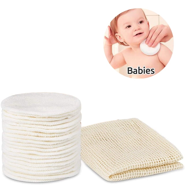 Almohadillas desmaquillantes lavables | 20 almohadillas de algodón reutilizables hechas de algodón de bambú | Ecológicas | Toallitas desmaquillantes suaves y delicadas | Ideal para la limpieza facial Zhivalor MZQ-1041