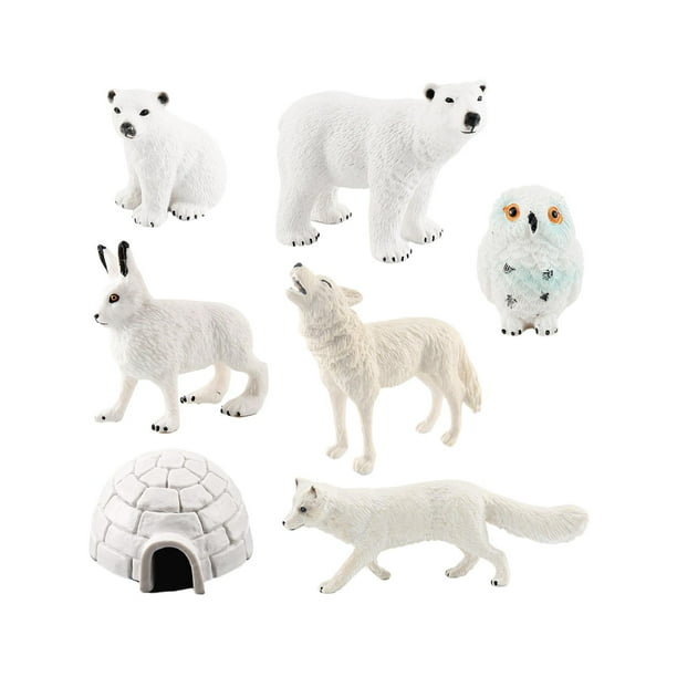 7 Pieces Arctic Animals Toy Figurines Set Miniatures for Theme Party