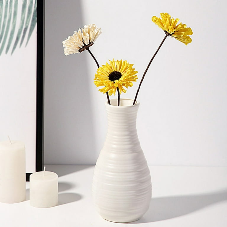 White Flower Vases, Simulation Ceramic Vases for Home Decor - Boho Vase  Flower Art Decor Vases, Fit for Fireplace Bedroom Kitchen Living Room