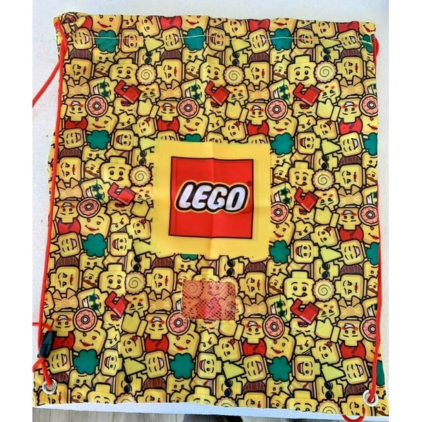 LEGO Drawstring Storage Bag (Logo in Center with Lego Faces on Bag)