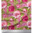 thumbnail image 1 of Soimoi Viscose Chiffon Fabric Leaves & Peony Floral Print Fabric by Yard 42 Inch Wide, 1 of 3