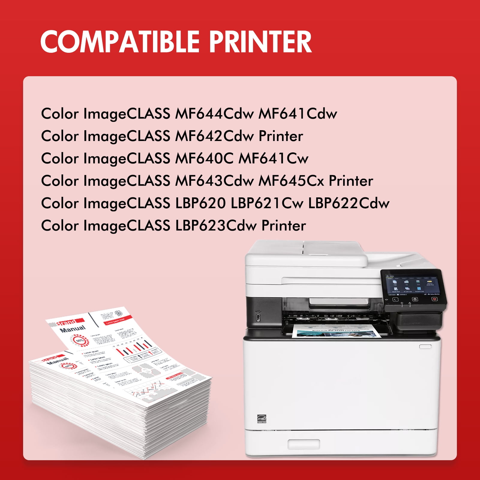 Vipink Compatible for Canon 054 054H CRG-054 CRG-054H Toner Cartridge Color ImageClass MF644Cdw MF641Cw MF642Cdw LBP622CDW Printer Ink (Black Cyan Magenta Yellow, 4-Pack)