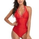 thumbnail image 2 of Traje de baño sexy, traje de baño de una pieza con escote en V para mujer, traje de baño de diseño aerodinámico, 2 of 5