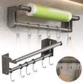 thumbnail image 2 of BMYJ Stainless Steel Kitchen Rail Organizer, Wall Mounted Utensil and Cookware Hanging Rack with Sliding Hooks, for Storing Pots, Pans, and Kitchen Tools, Practical for Kitchen and Bathroom, 2 of 9